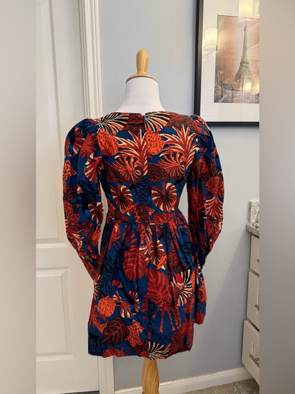FARM Rio Navy and Rust Tropical Mini Dress in excellent condition.
